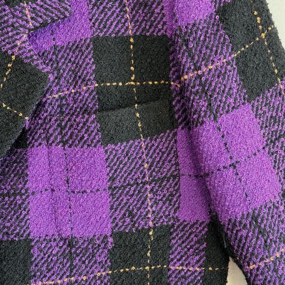 HERBERT GROSSMAN Vintage USA Nubby Jacket Women's Size 10 Purple Black Plaid - Picture 5 of 14